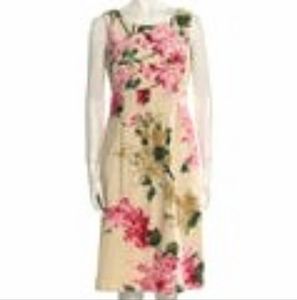 Lela Rose floral print silk knee length dress. Size 8